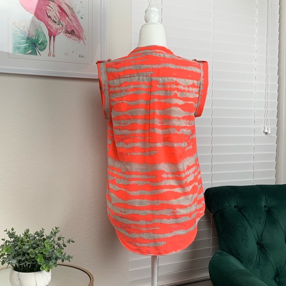 Antilia Femme Neon Orange Striped Top - Picture 2 of 6
